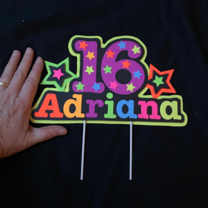 Personalized Neon Glow Party Cake Topper
