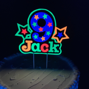Personalized Neon Glow Party Cake Topper