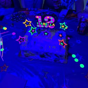 Glow Party Cake Topper, Neon Cake, Pink Topper, Birthday Cake Decor, Personalized Topper, Name Topper, Age Topper, Glow Party Decorations