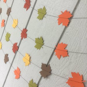 Fall Leaf Garland, Paper Leaf Bunting, Autumn Garland, Autumn Decor, Fall Decor, Fall Fireplace Mantel Decoration, Dorm Decor, Autumn Leaves