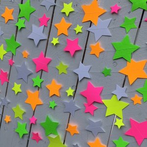 Glow Party Neon Star Garlands, Glowing Stars, Star Decoration for Glow in the Dark Party, Sweet 16 Glow Party Decor