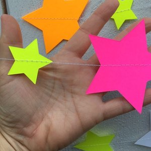 Glow Party Neon Star Garlands, Glowing Stars, Star Decoration for Glow in the Dark Party, Sweet 16 Glow Party Decor