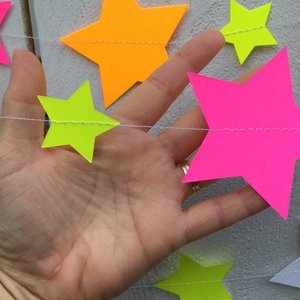 Glow Party Neon Star Garlands, Glowing Stars, Star Decoration for Glow in the Dark Party, Sweet 16 Glow Party Decor
