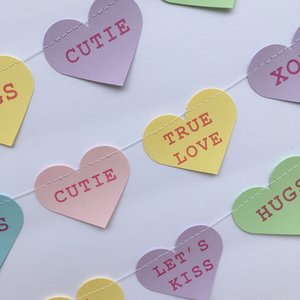 Valentine's Day decor, Valentine's Day decoration, Valentine's Day heart garland, Valentine's Day classroom decor, conversation hearts