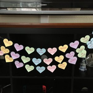 Valentine's Day decor, Valentine's Day decoration, Valentine's Day heart garland, Valentine's Day classroom decor, conversation hearts