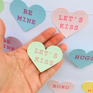 Valentine's Day decor, Valentine's Day decoration, Valentine's Day heart garland, Valentine's Day classroom decor, conversation hearts