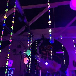 Glow Party Garland, Neon Party Decoration, 80s Party Decor, Glow Party Hanging Decor, Skate Party Decor, Glow Party Polka Dot Garland