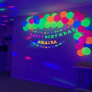 Glow Party Birthday Banner, Neon fluorescent birthday banner with garlands, UV Reflective Birthday Banner, Glow Party Decor