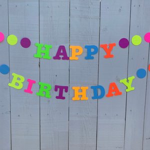 Glow Party Birthday Banner, Neon Birthday, UV Reflective Decor, Banner, Glow Party Decor, Birthday Banner, 80s Party, Sweet 16 Glow Party
