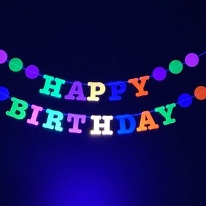 Glow Party Birthday Banner, Neon Birthday, UV Reflective Decor, Banner, Glow Party Decor, Birthday Banner, 80s Party, Sweet 16 Glow Party