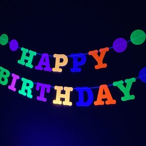 Glow Party Birthday Banner, Neon Birthday, UV Reflective Decor, Banner, Glow Party Decor, Birthday Banner, 80s Party, Sweet 16 Glow Party