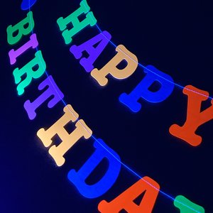 Glow Party Birthday Banner, Neon Birthday, UV Reflective Decor, Banner, Glow Party Decor, Birthday Banner, 80s Party, Sweet 16 Glow Party