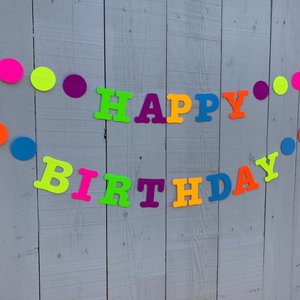 Glow Party Birthday Banner, Neon Birthday, UV Reflective Decor, Banner, Glow Party Decor, Birthday Banner, 80s Party, Sweet 16 Glow Party