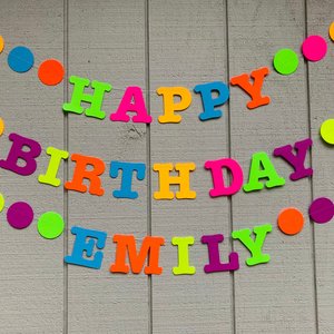Glow Party Birthday Banner, Neon Birthday, UV Reflective Decor, Banner, Glow Party Decor, Birthday Banner, 80s Party, Sweet 16 Glow Party