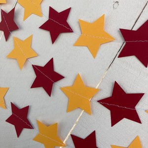 Maroon and Gold Star Garland, Burgundy and Gold Graduation Decoration, Minnesota Colors, Dorm Decor, Commencement Party Star Streamer