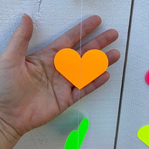 Glow Party Decoration, Neon Heart Garland, 80s Party Decor, Fluorescent Hearts, UV Reflective Hearts, Sweet 16 Glow Party, Neon Dance Party