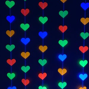 Glow Party Decoration, Neon Heart Garland, 80s Party Decor, Fluorescent Hearts, UV Reflective Hearts, Sweet 16 Glow Party, Neon Dance Party