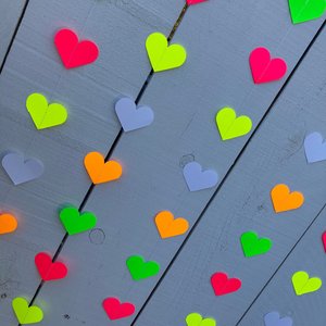 Glow Party Decoration, Neon Heart Garland, 80s Party Decor, Fluorescent Hearts, UV Reflective Hearts, Sweet 16 Glow Party, Neon Dance Party