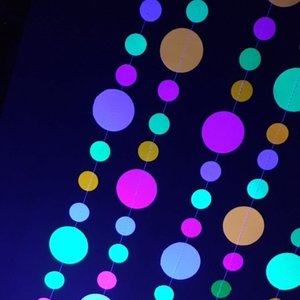 Glow Party Neon garlands, Retro 80s decor, Black light party decorations, Glow in the Dark party backdrop