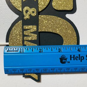 Personalized gold glitter 50th anniversary cake topper, custom name, elegant number 50 decoration, gold wedding celebration decor