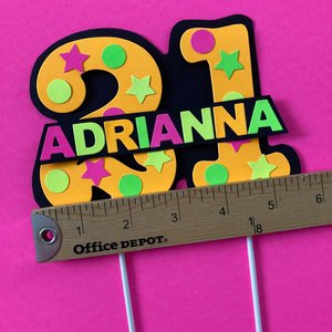 Glow Party Cake Topper, Neon Orange Cake Topper, Birthday Cake Decor, Personalized Topper, Name Topper, Age Topper, Glow Party Decorations