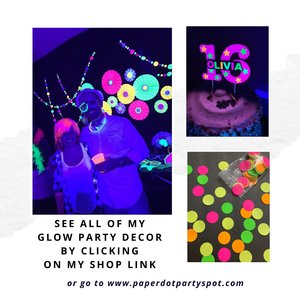 Glow Party Garland, Neon Party Decoration, 80s Party Decor, Glow Party Hanging Decor, Skate Party Decor, Glow Party Polka Dot Garland