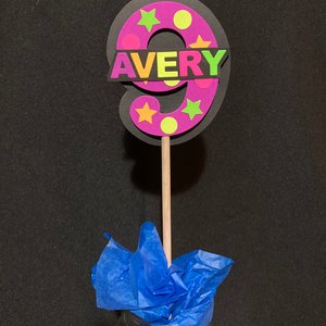 Glow Birthday Centerpiece, Glow Party Table Decorations, Neon Decor, Personalized Centerpiece, Neon Birthday Age, Neon Name, Skate Party