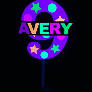 Glow Birthday Centerpiece, Glow Party Table Decorations, Neon Decor, Personalized Centerpiece, Neon Birthday Age, Neon Name, Skate Party