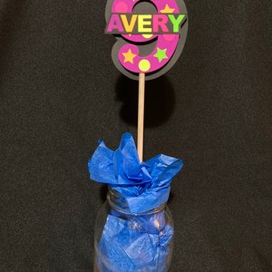 Glow Birthday Centerpiece, Glow Party Table Decorations, Neon Decor, Personalized Centerpiece, Neon Birthday Age, Neon Name, Skate Party