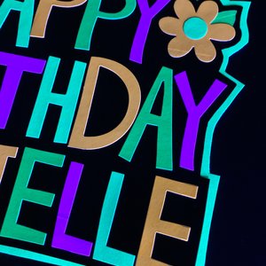 Neon Cake Topper, Girl Glow Party, Retro Birthday Cake, Glow Party Supplies, Personalized Cake Topper, 80s Birthday, Flower Cake Decor