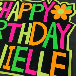 Neon Cake Topper, Girl Glow Party, Retro Birthday Cake, Glow Party Supplies, Personalized Cake Topper, 80s Birthday, Flower Cake Decor