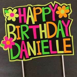 Neon Cake Topper, Girl Glow Party, Retro Birthday Cake, Glow Party Supplies, Personalized Cake Topper, 80s Birthday, Flower Cake Decor