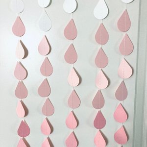 Ombre Pink Garland, Girl Baby Sprinkle, Girl Baby Shower, Pink Ombre Raindrops, Raindrop Garland, Baby Shower Backdrop, Virtual Baby Shower