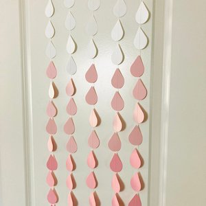 Ombre Pink Garland, Girl Baby Sprinkle, Girl Baby Shower, Pink Ombre Raindrops, Raindrop Garland, Baby Shower Backdrop, Virtual Baby Shower