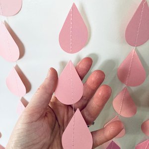 Ombre Pink Garland, Girl Baby Sprinkle, Girl Baby Shower, Pink Ombre Raindrops, Raindrop Garland, Baby Shower Backdrop, Virtual Baby Shower
