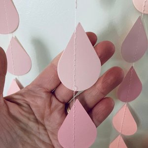 Ombre Pink Garland, Girl Baby Sprinkle, Girl Baby Shower, Pink Ombre Raindrops, Raindrop Garland, Baby Shower Backdrop, Virtual Baby Shower