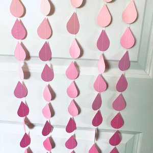 Ombre Pink Garland, Girl Baby Sprinkle, Girl Baby Shower, Pink Ombre Raindrops, Raindrop Garland, Baby Shower Backdrop, Virtual Baby Shower