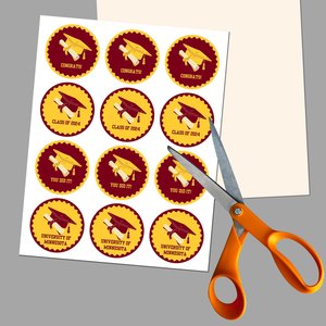 Printable University of Minnesota Graduation Cupcake Toppers, Digital Graduation Decor, Maroon and Gold Graduation Party Cupcake Decorations