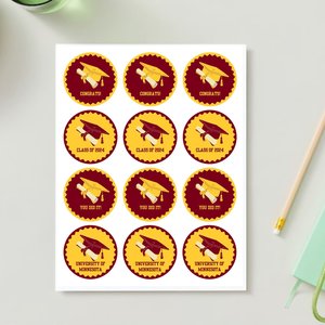Printable University of Minnesota Graduation Cupcake Toppers, Digital Graduation Decor, Maroon and Gold Graduation Party Cupcake Decorations