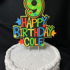 Personalized Boy Glow Party Cake Topper, Neon Birthday Cake Decor, Birthday Decoration, Glow in the Dark Supplies, Neon Skate, 9th Birthday