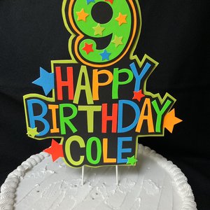 Personalized Boy Glow Party Cake Topper, Neon Birthday Cake Decor, Birthday Decoration, Glow in the Dark Supplies, Neon Skate, 9th Birthday