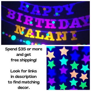 Personalized Boy Glow Party Cake Topper, Neon Birthday Cake Decor, Birthday Decoration, Glow in the Dark Supplies, Neon Skate, 9th Birthday