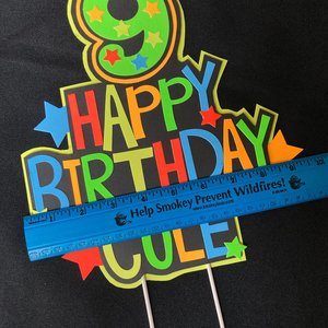 Personalized Boy Glow Party Cake Topper, Neon Birthday Cake Decor, Birthday Decoration, Glow in the Dark Supplies, Neon Skate, 9th Birthday