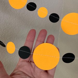 Neon Orange and Black Halloween Party Garlands, Spooky Handmade Paper Circle Buntings, Eerie Glow Decor, Glow-in-the-Dark Fluorescent Decor