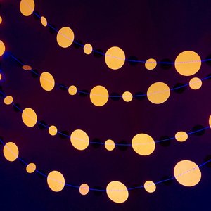 Neon Orange and Black Halloween Party Garlands, Spooky Handmade Paper Circle Buntings, Eerie Glow Decor, Glow-in-the-Dark Fluorescent Decor