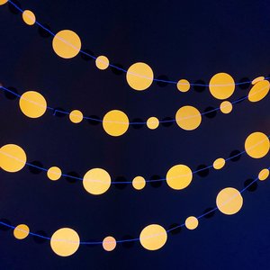Neon Orange and Black Halloween Party Garlands, Spooky Handmade Paper Circle Buntings, Eerie Glow Decor, Glow-in-the-Dark Fluorescent Decor