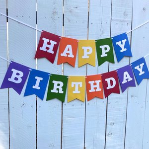 Rainbow Birthday Banner, Colorful Party Decor, Card stock Birthday Sign, Kids Party Decoration, Rainbow Theme Birthday Supplies