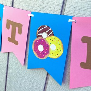 National Donut Day Banner, Donut Party, Office Celebration, Company Party, National Day Sign, Pink and Turquoise Banner, School Event