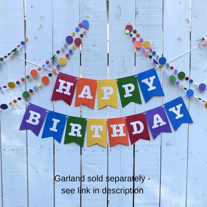 Rainbow Birthday Banner, Colorful Party Decor, Card stock Birthday Sign, Kids Party Decoration, Rainbow Theme Birthday Supplies