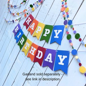 Rainbow Birthday Banner, Colorful Party Decor, Card stock Birthday Sign, Kids Party Decoration, Rainbow Theme Birthday Supplies